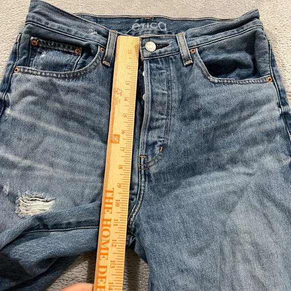 Etica Jeans Women's 27 Denim Straight Distressed‎ High-Rise Y2K 28x24.5 Baggy